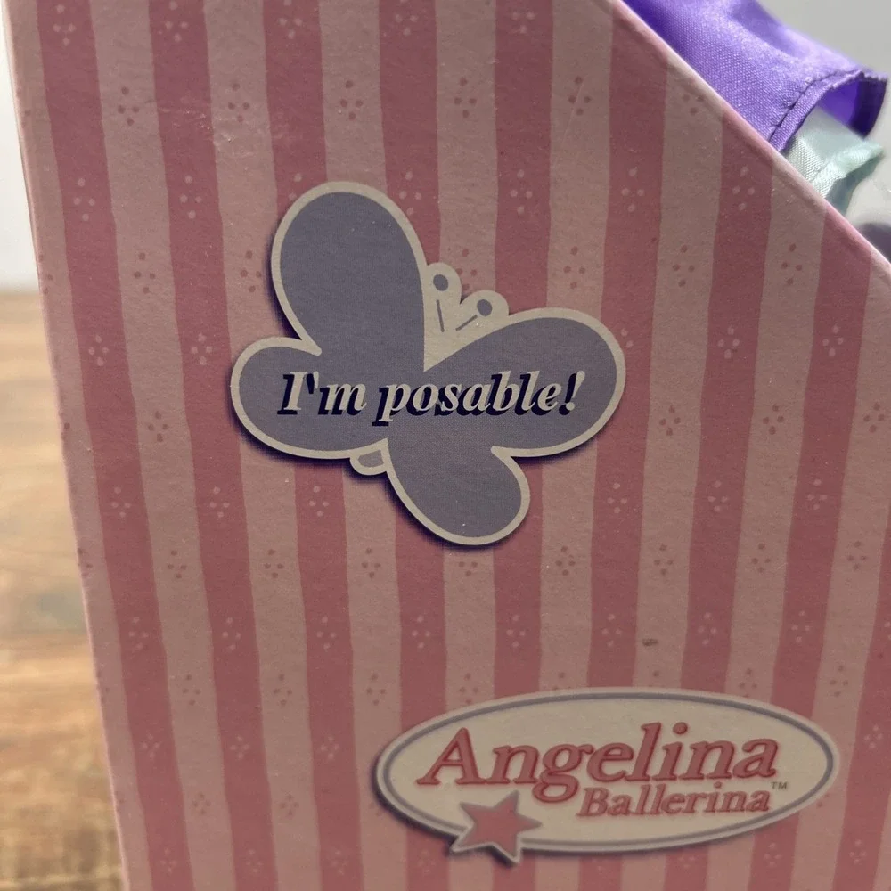 Vintage Angelina Ballerina Plush Purple Dress Flower Poseable W/DVD NEW HTF